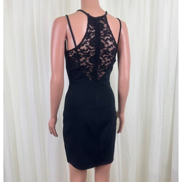 Women's Solemio Lace Accent Racerback Bodycon Mini Dress Black Size Medium - Picture 4 of 12